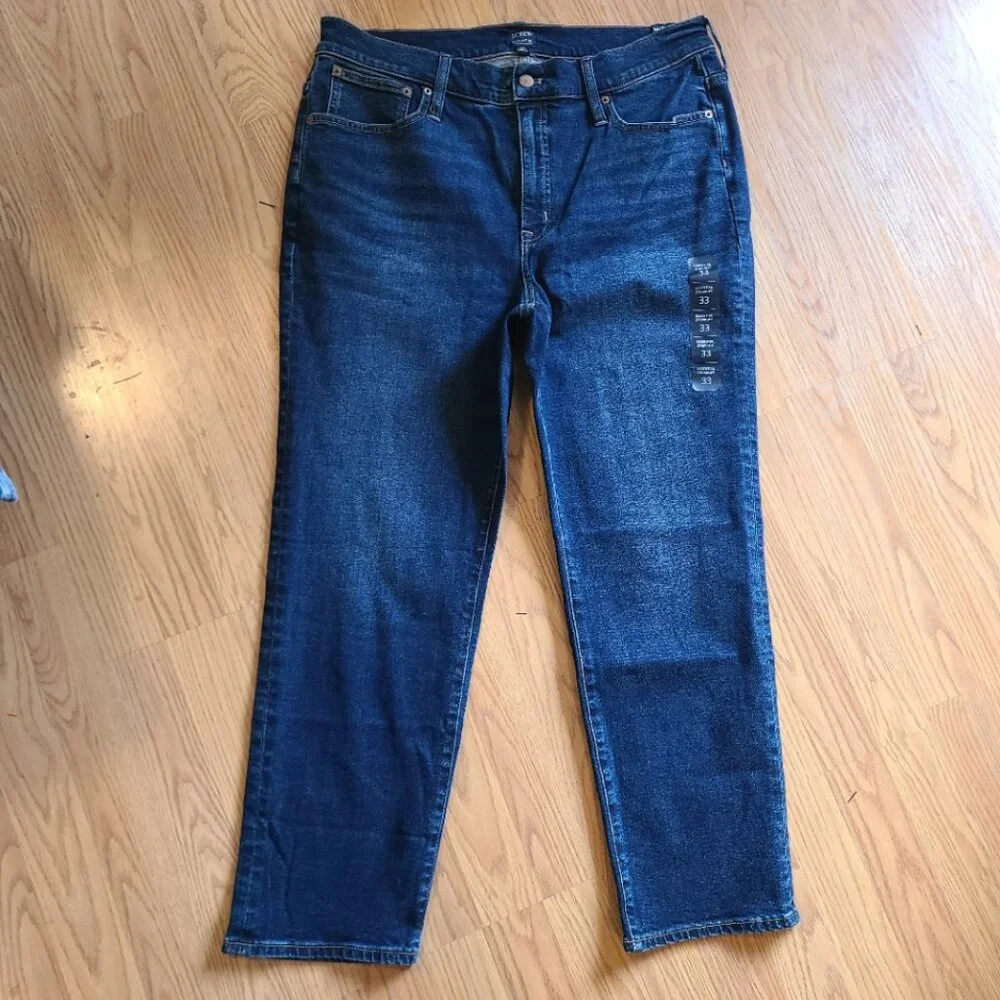 NEW NWT! J.CREW ESSENTIAL STRAIGHT LEG JEANS STRETCH HIGH RISE CROPPED sz 33